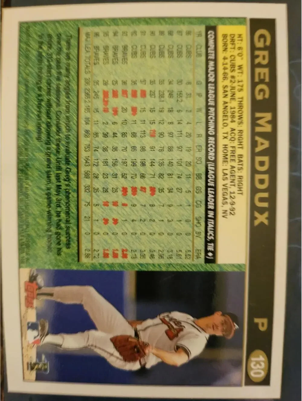 Greg Maddux - HOF - 1997 Topps #130 - Braves - RAW mint - Picture 2 of 2